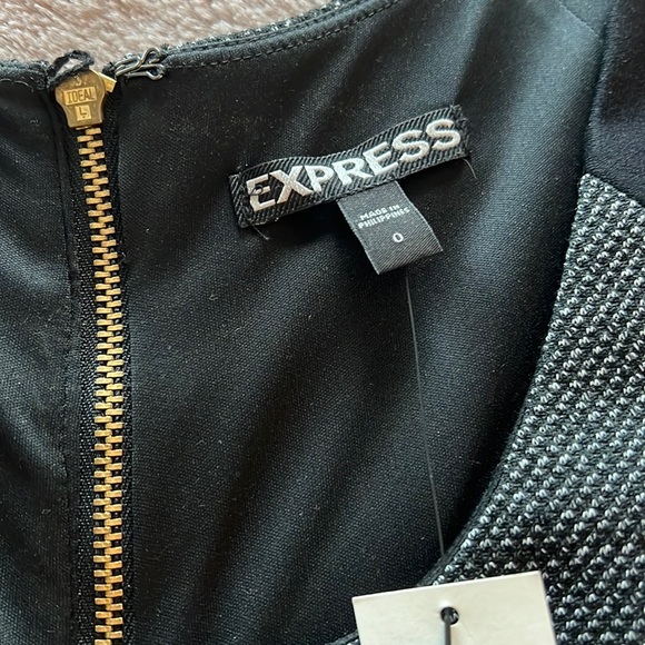 Express bodycon grey/black dress. Size 0. NWT. - Picture 4 of 4